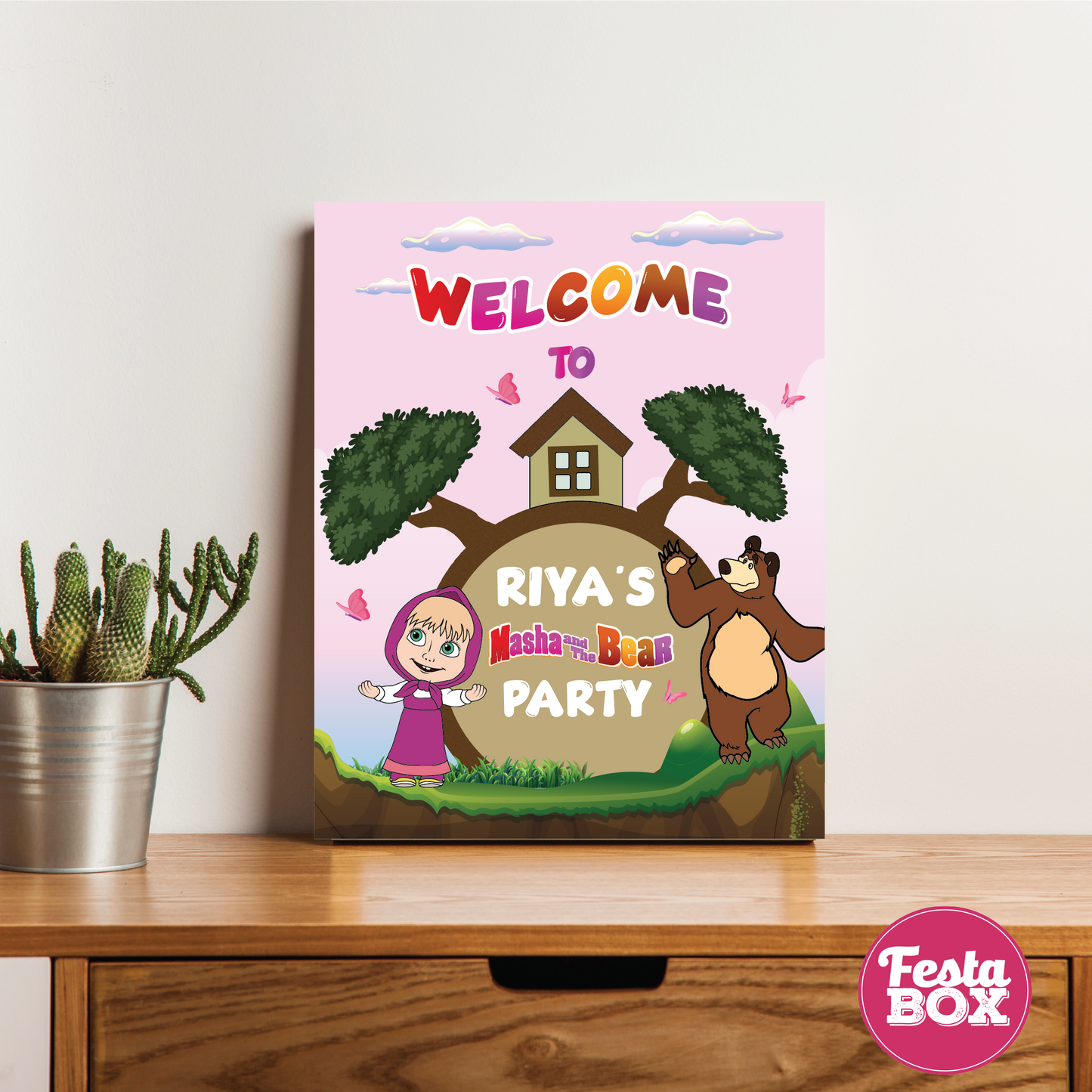Welcome Sign for Birthday Party Decoration - Masha and Bear theme