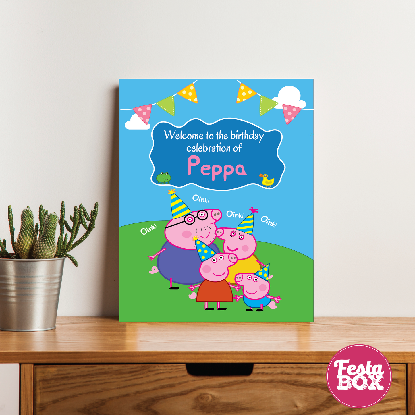 Welcome Sign for Birthday Party Decoration - Peppa Pig Theme