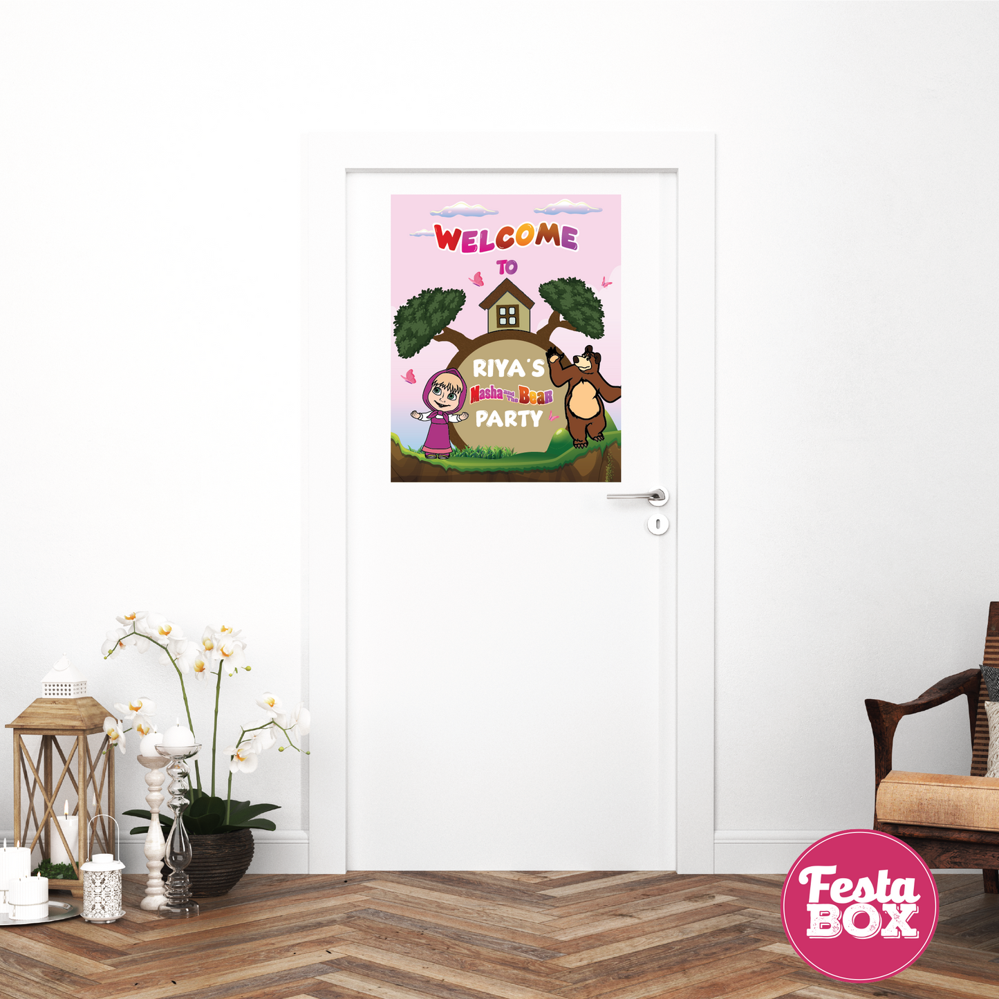 Welcome Sign for Birthday Party Decoration - Masha and Bear theme