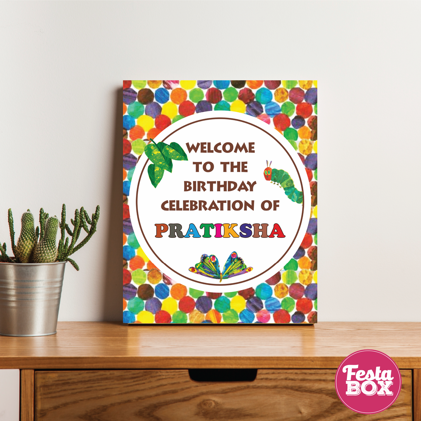 Welcome Sign for Birthday Party - The Very Hungry Caterpillar Theme by Festabox - Option 2