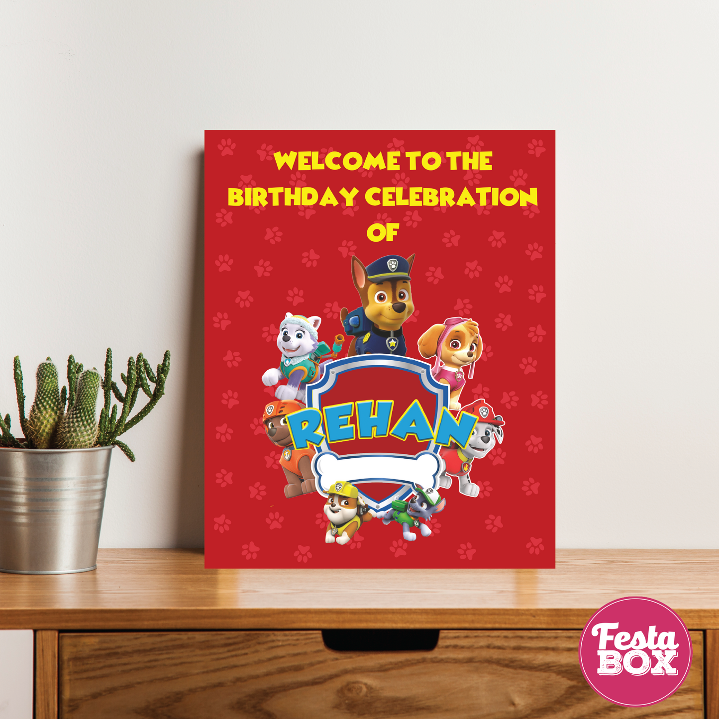 Welcome Sign for Birthday Party Decoration - Paw Patrol Theme- option 2