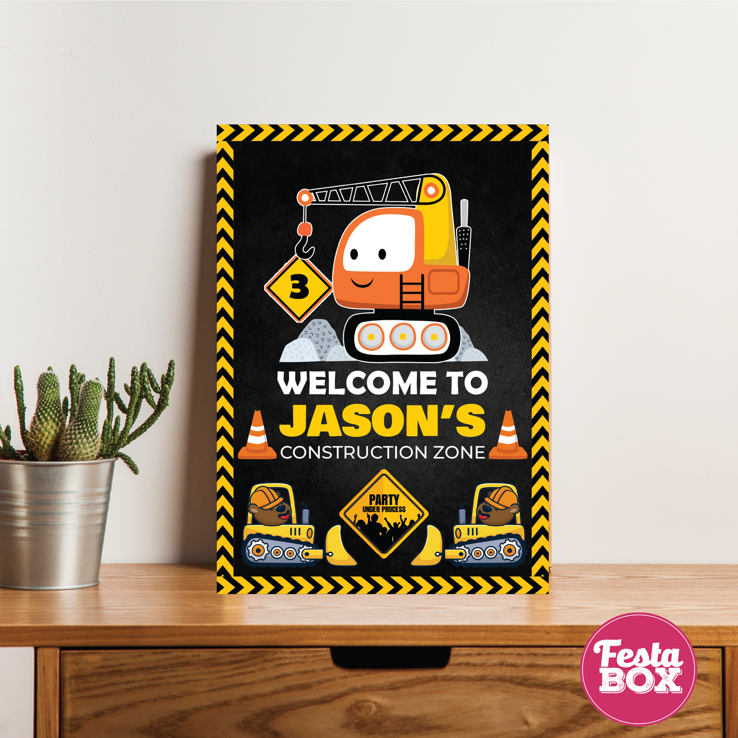 Welcome Sign for Birthday Party Decoration - Construction Theme