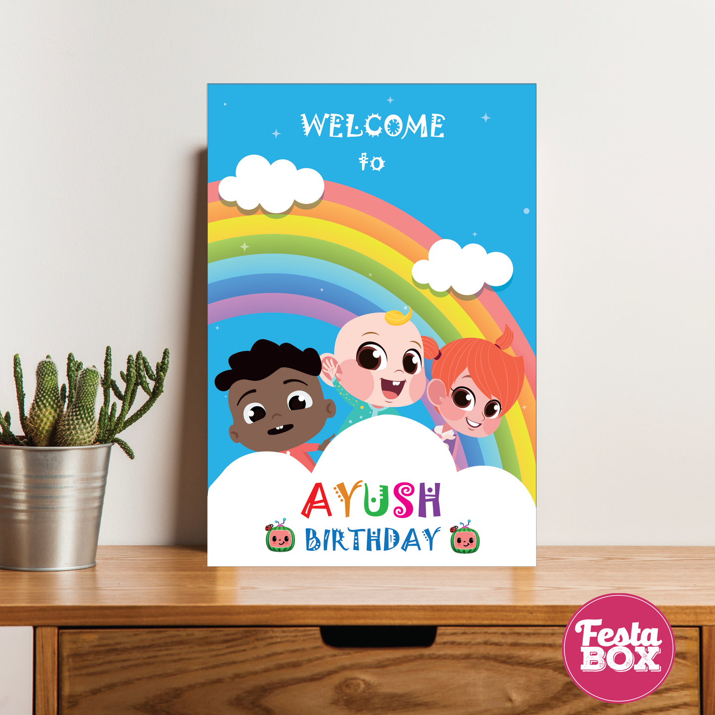 Welcome Sign for Birthday Party - Cocomelon Theme by Festabox