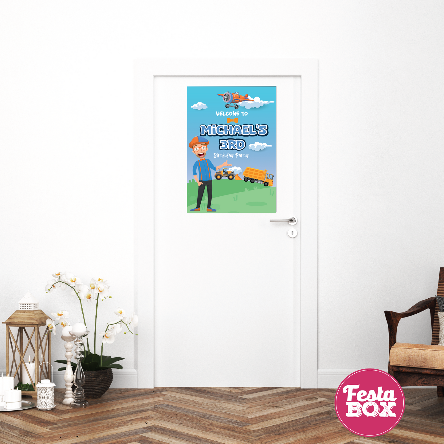 Welcome Sign for Birthday Party - Blippi Theme by Festabox