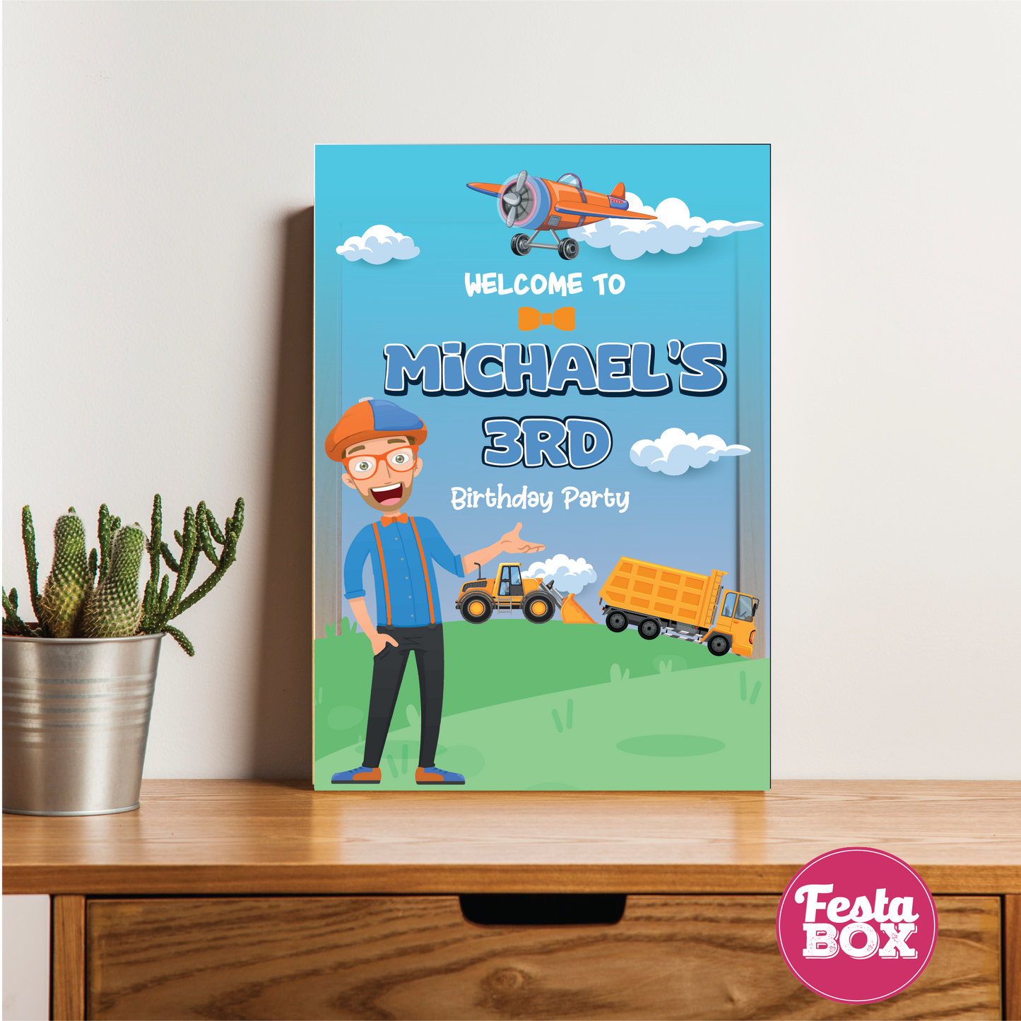 Welcome Sign for Birthday Party - Blippi Theme by Festabox