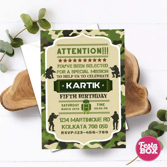 e-Invite for Birthday Party - Army Theme - Option 1