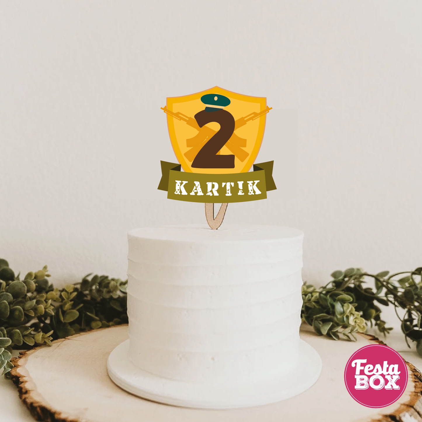 Cake Topper for Birthday Party Decoration - Army Theme - Option 2