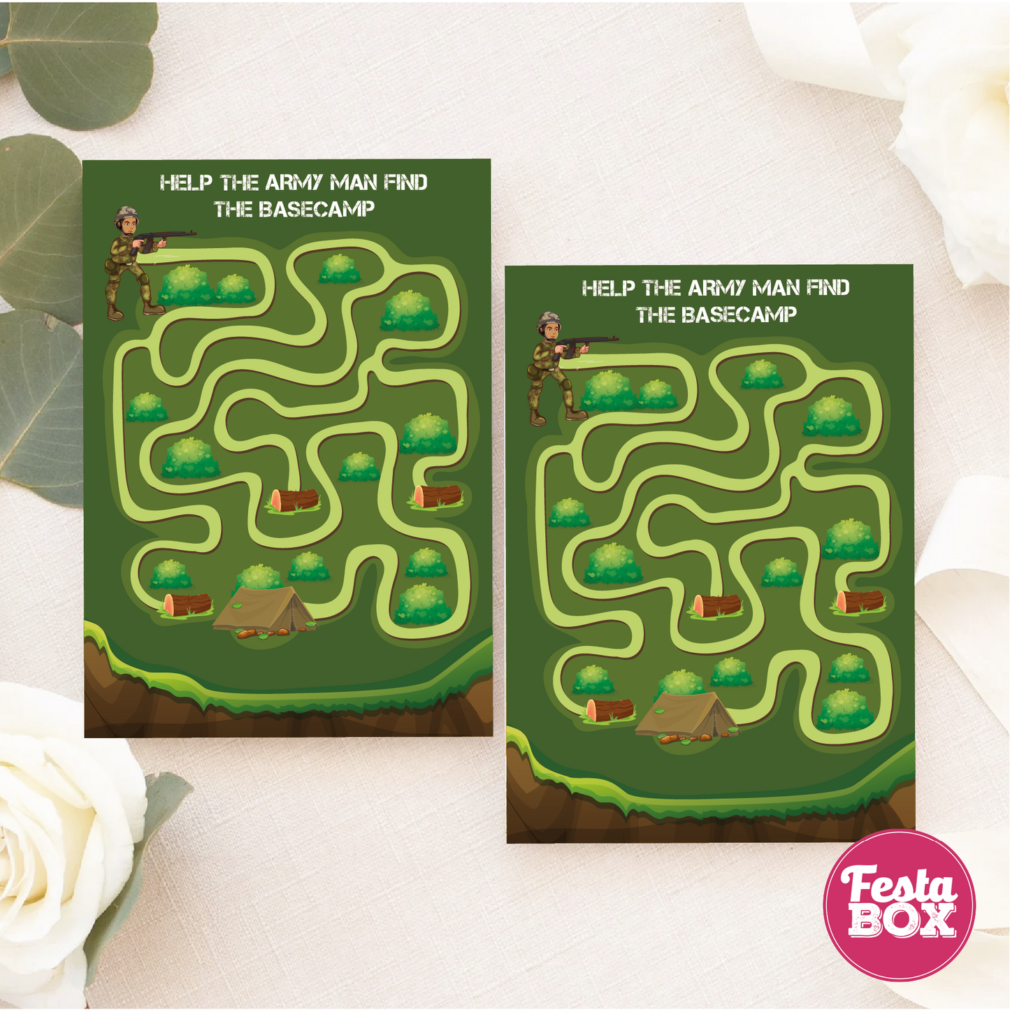 Birthday Game - Find the way - Army Theme