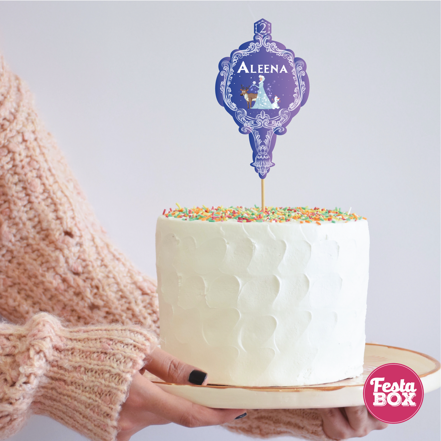 Cake Topper for Birthday Party Decoration - Frozen Theme - Option 1