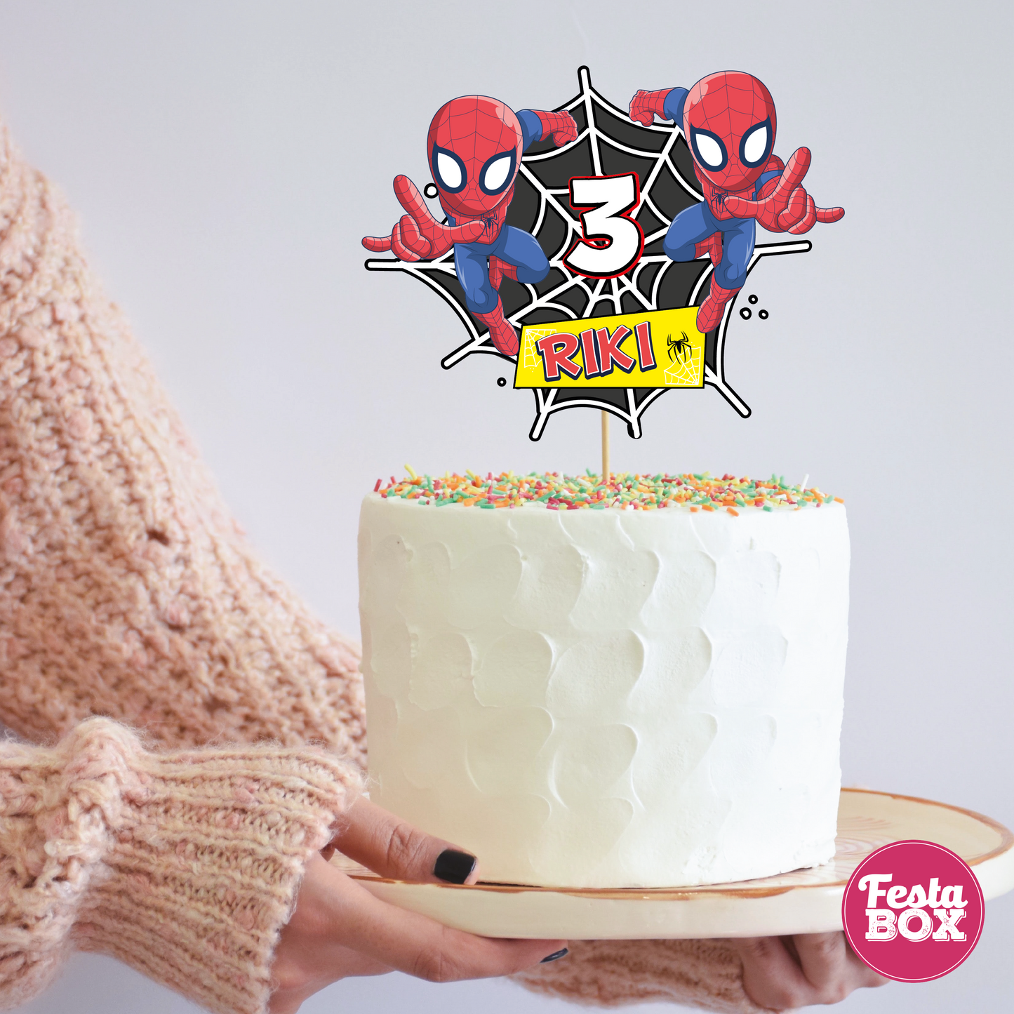 Cake Topper for Birthday Party Decoration - Spiderman Theme - Option 2