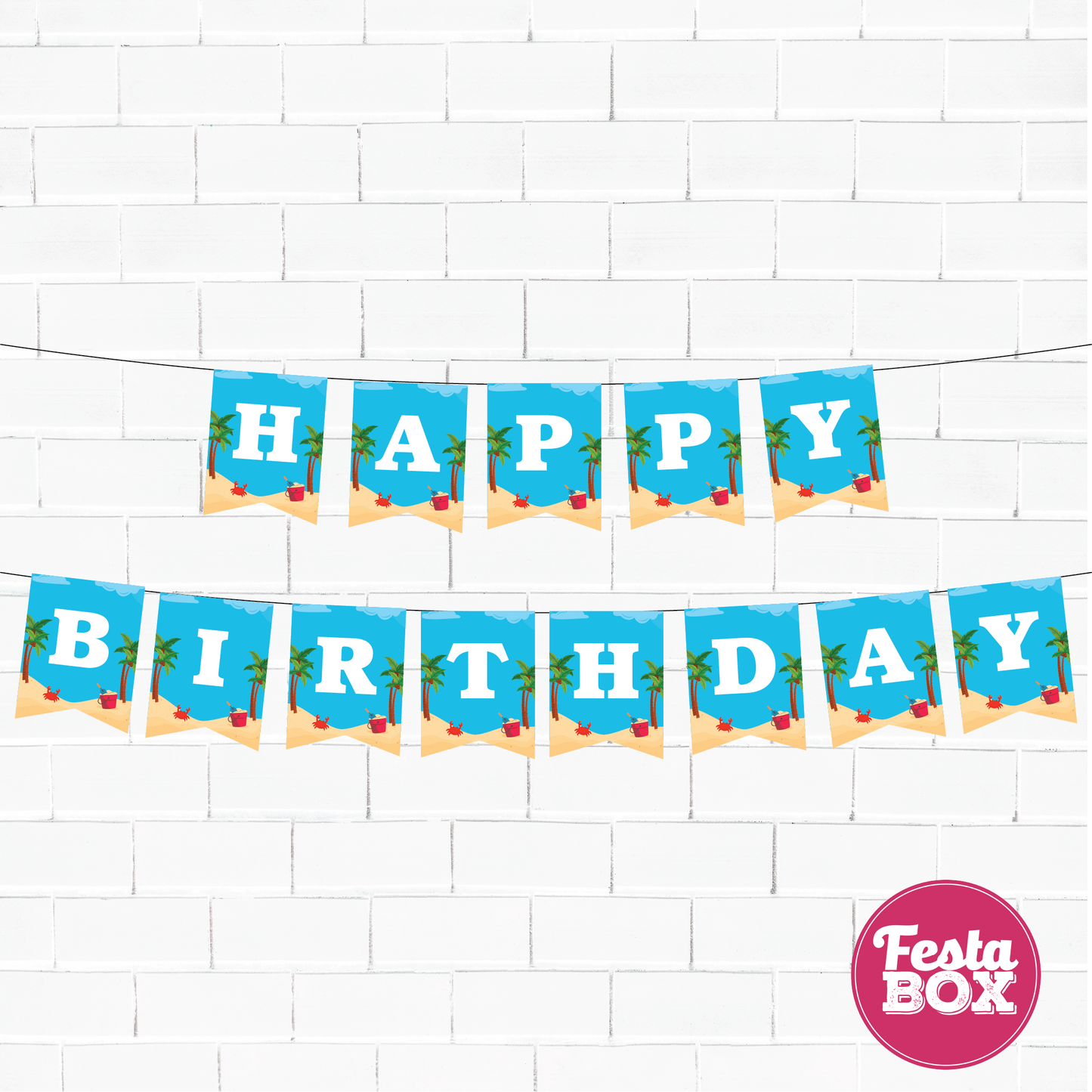Happy birthday banner - Beach Theme Option 1