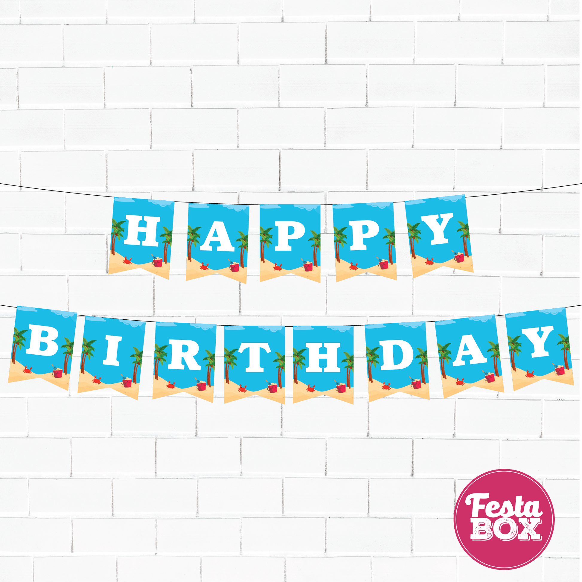 Happy birthday banner - Beach Theme Option 1