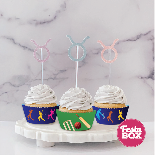 Cupcake Wrappers for Birthday Party Decoration - Cricket Theme - Assorted