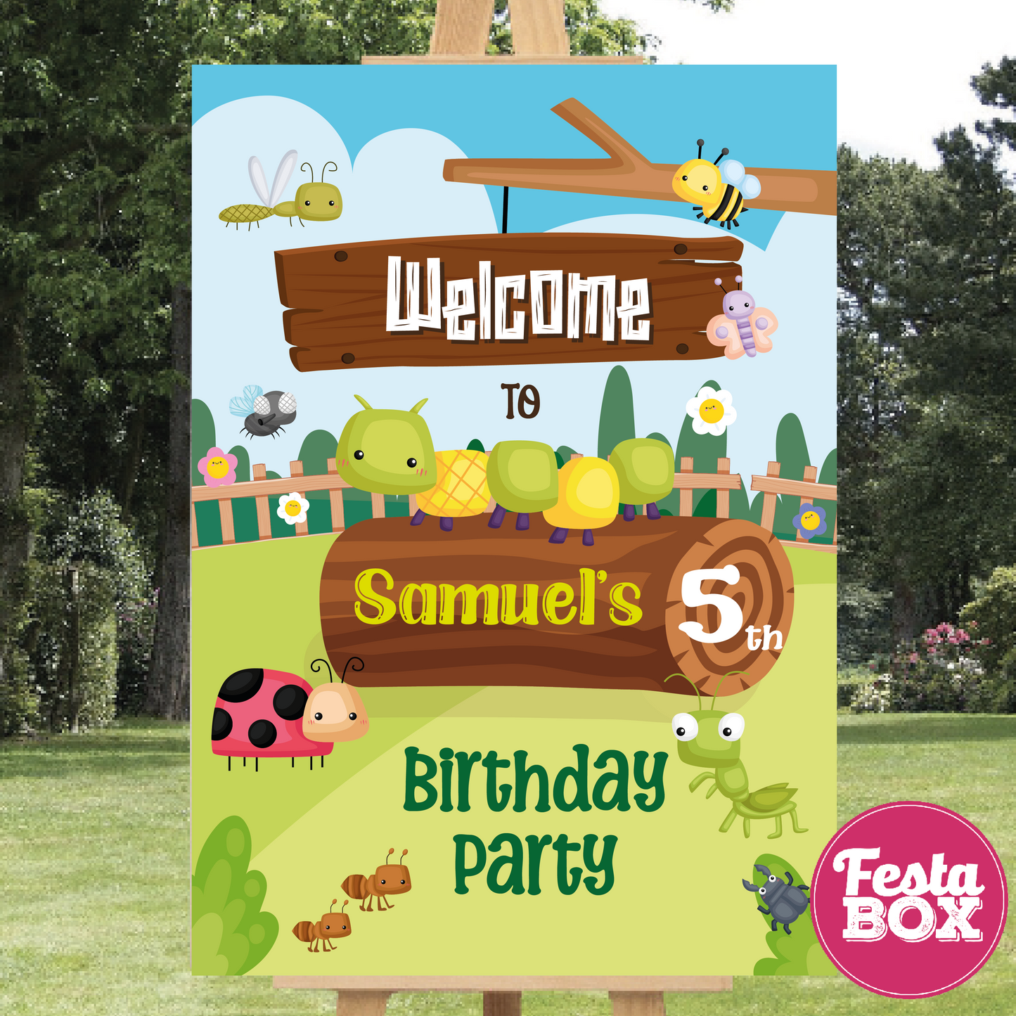 Welcome Sign for Birthday Party Decoration - Bugs theme