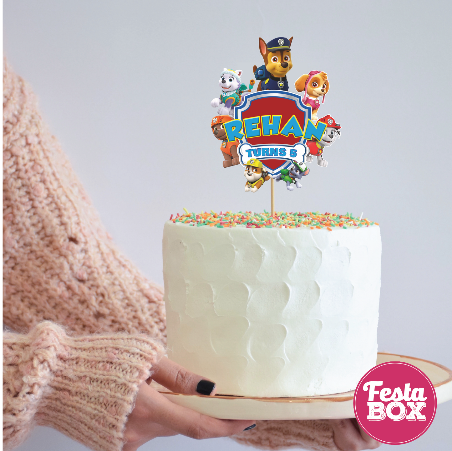 Cake Topper for Birthday Party Decoration - Paw Patrol Theme - Option 1