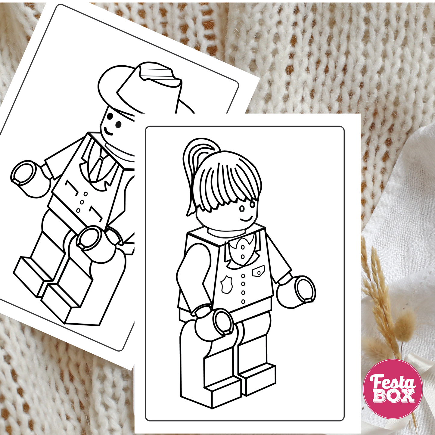 Birthday Game - Colouring Sheet (2 per set) - Lego Theme (Set of 6) option 2