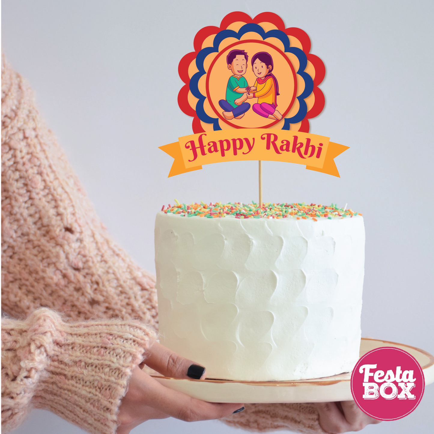 Cake Topper for Rakhi celebration - Rakhi Theme - Option 2