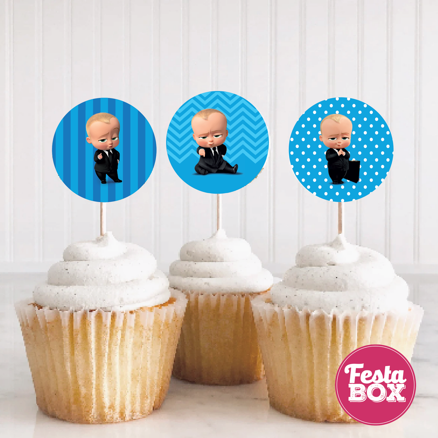 Cupcake Topper for Birthday Party - Boss Baby Theme (Set of 6) - Assorted