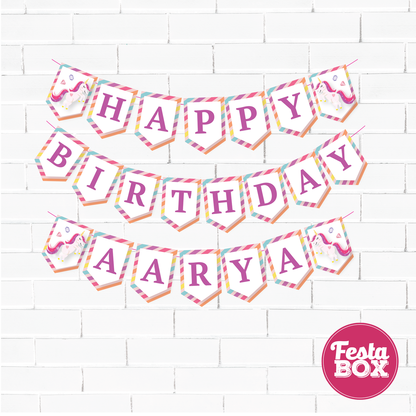 Background Banner for Birthday Party Decoration - Unicorn Theme - with name
