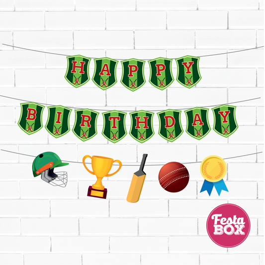 Background Banner for Birthday Party Decoration - Cricket Theme Option 1