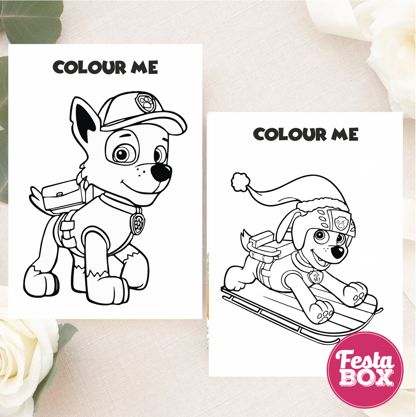 Birthday Game - Colouring Sheet (2 per set) - Paw Patrol Theme (Set of 6)