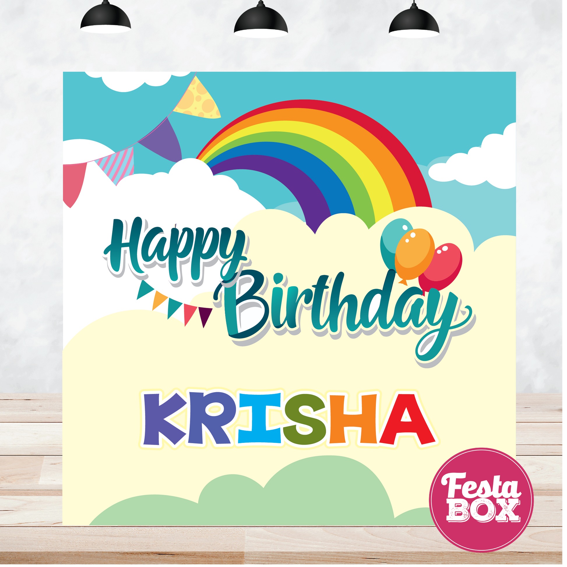 Backdrop for Birthday Party - Rainbow Theme - Option 1