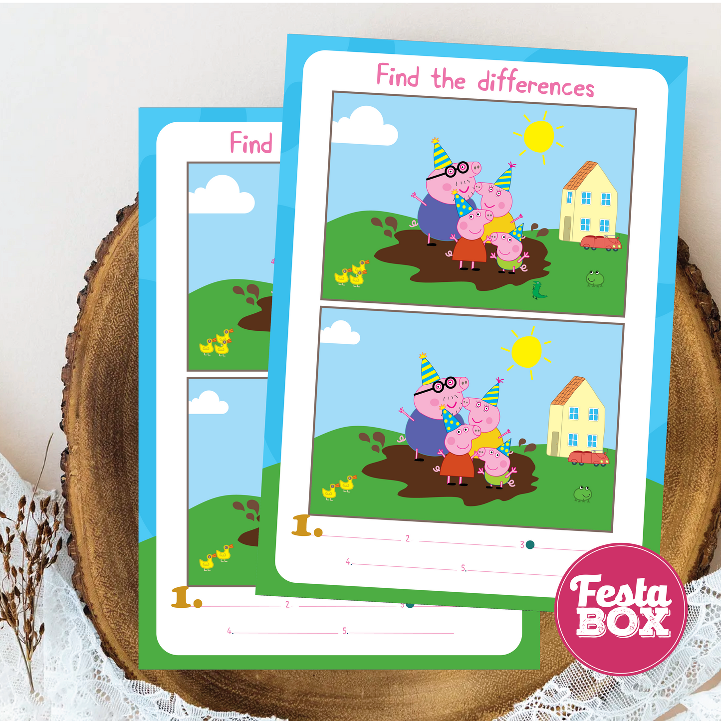 Birthday activities - Find the differences - Peppa Pig Theme