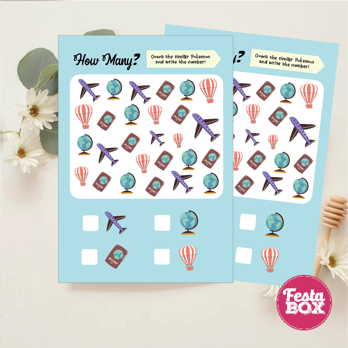 Birthday Game - I spy - Travel Theme (Set of 6)