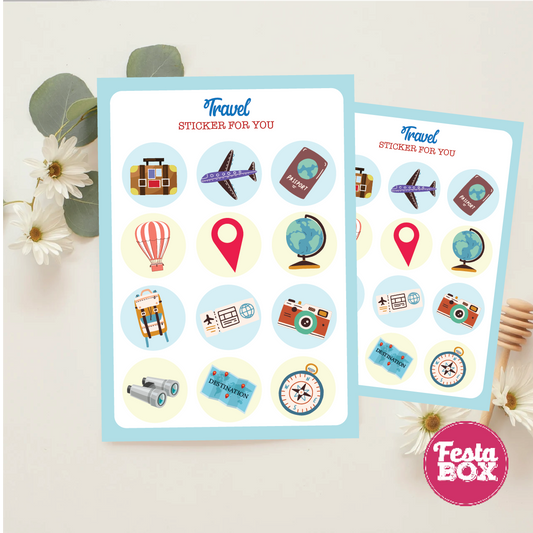 Birthday Game - Sticker Sheets - Travel  Theme (Set of 6)