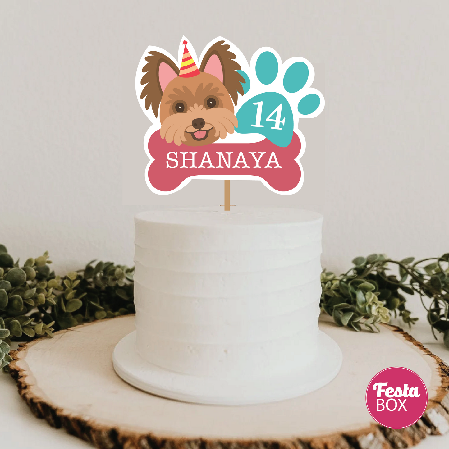 Cake Topper for Birthday Party - Puppy Theme - Option 2
