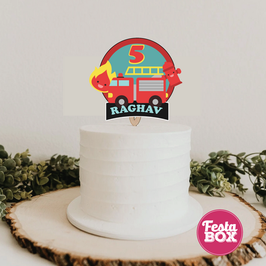 Cake Topper for Birthday Party Decoration -Firetruck Theme - Option 1