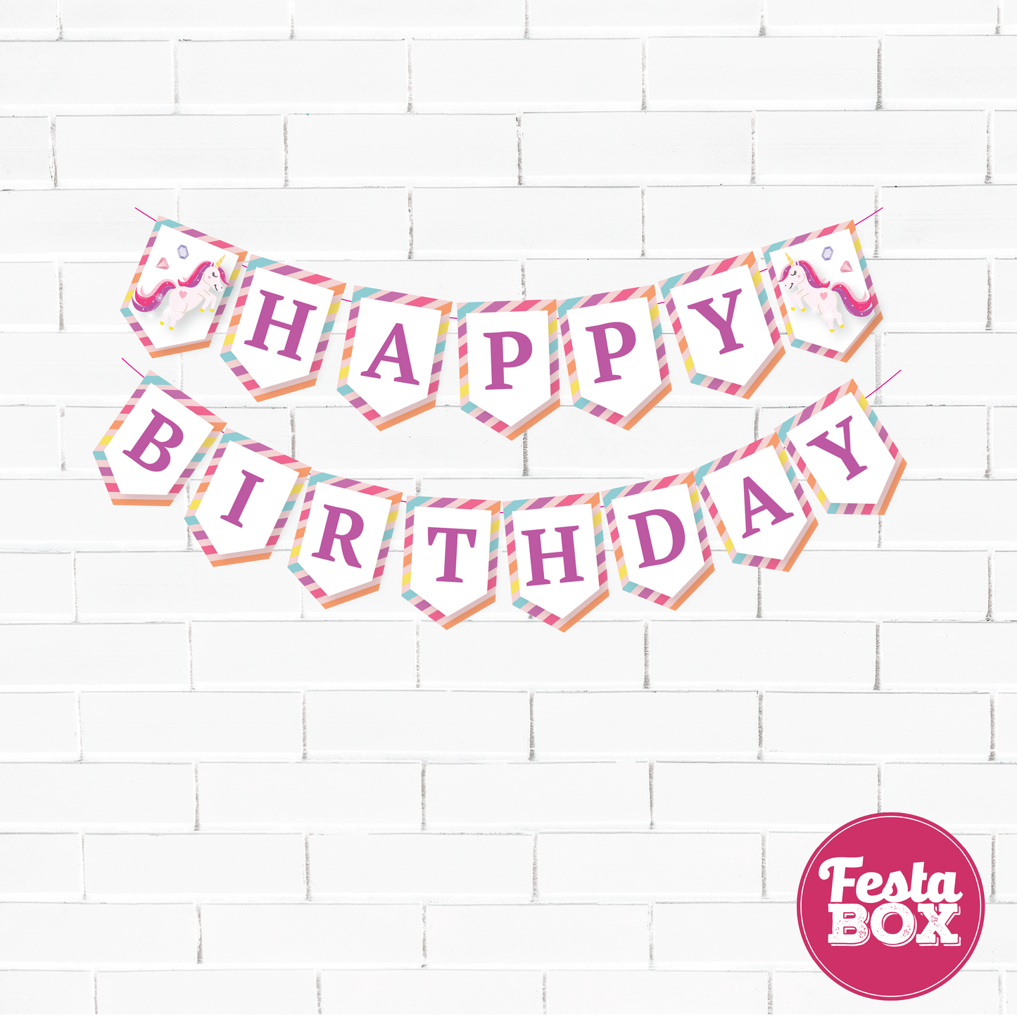 Background Banner for Birthday Party Decoration - Unicorn Theme - Option 1