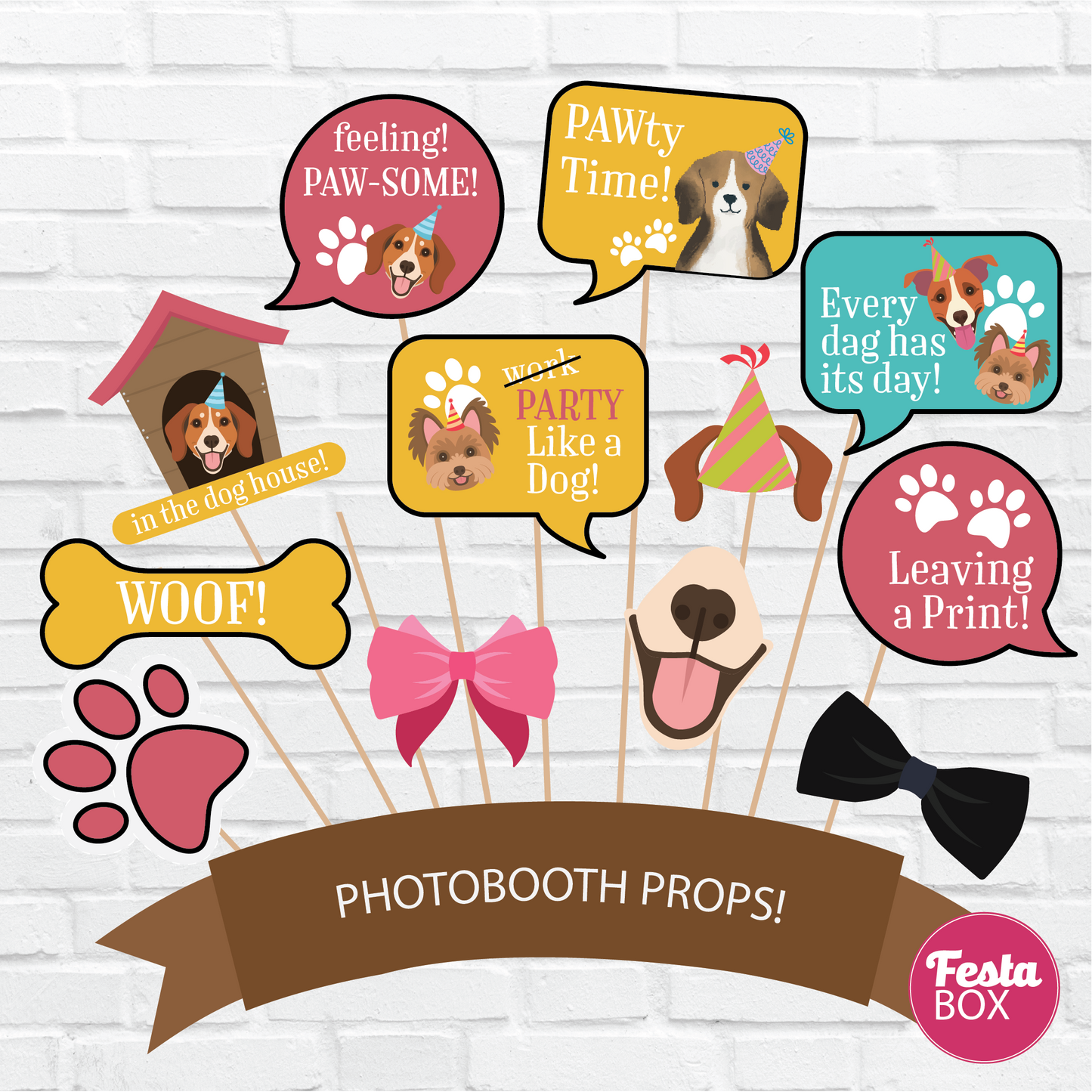 Party Props for Birthday Party Decoration - Puppy Theme (12 nos.)