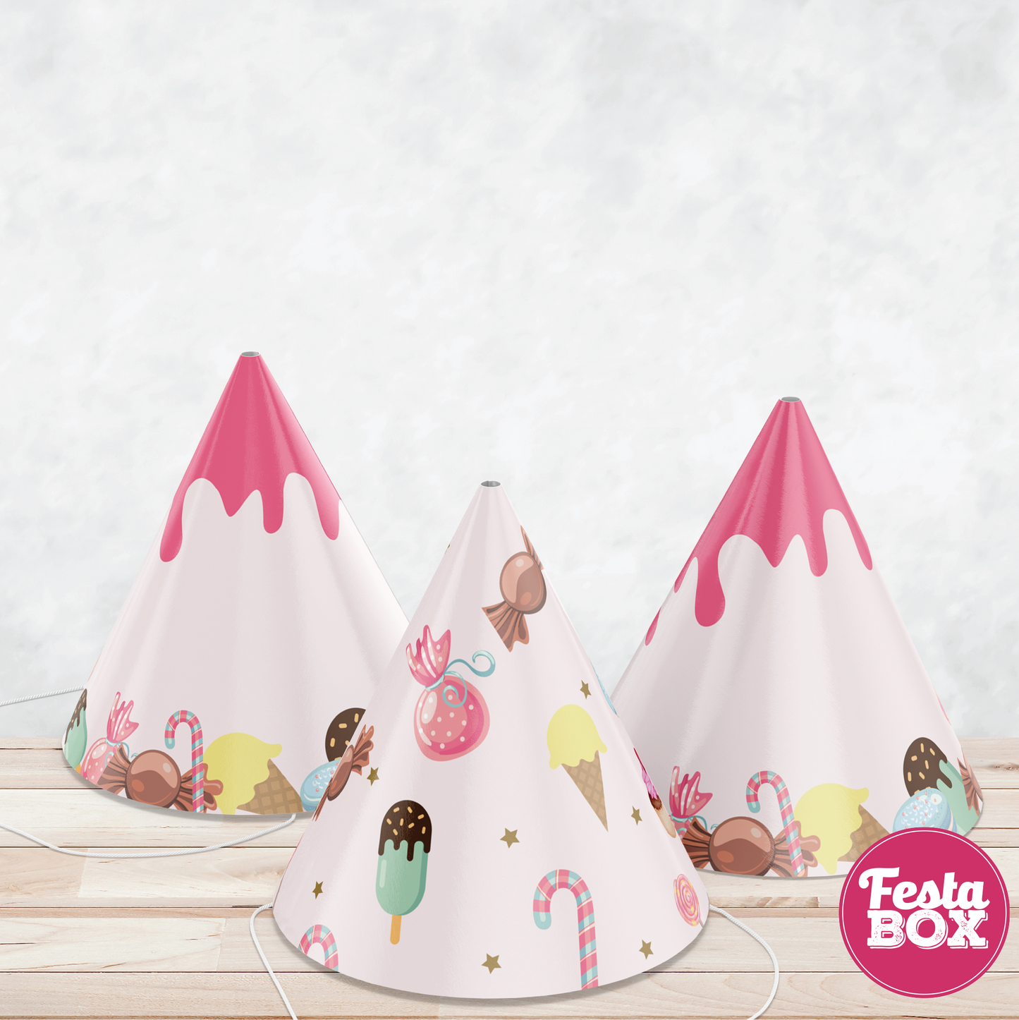 Birthday Celebration Caps - Candyland Theme (Set of 6) - Assorted