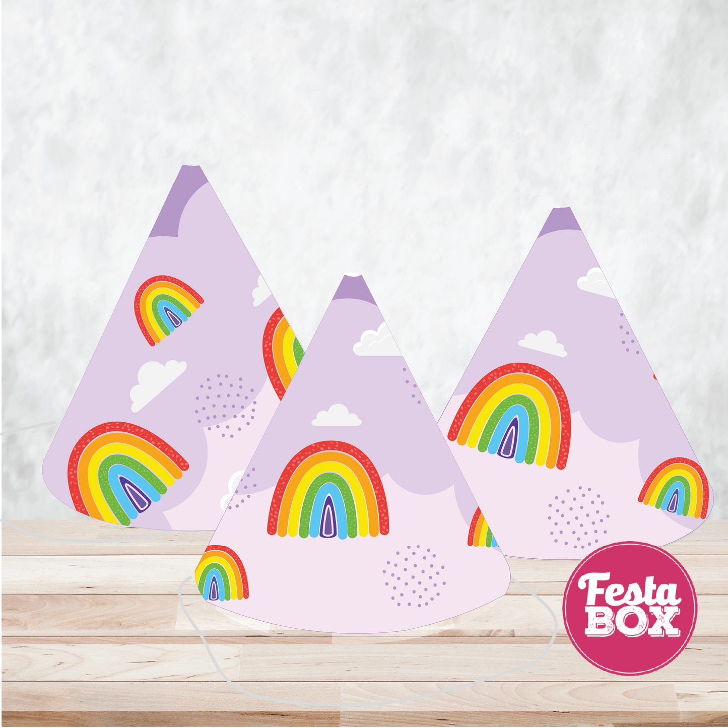 Birthday Celebration Caps - Rainbow Theme (Set of 6) - Option 2