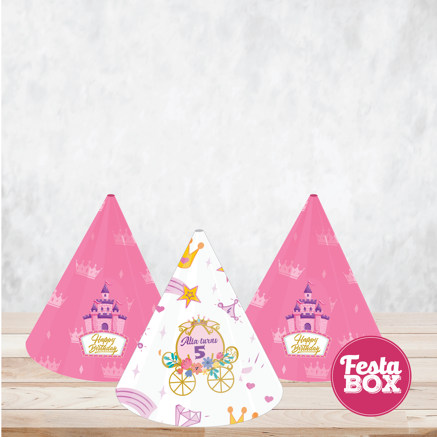 Birthday Celebration Caps - Princess Theme (Set of 6) - Assorted