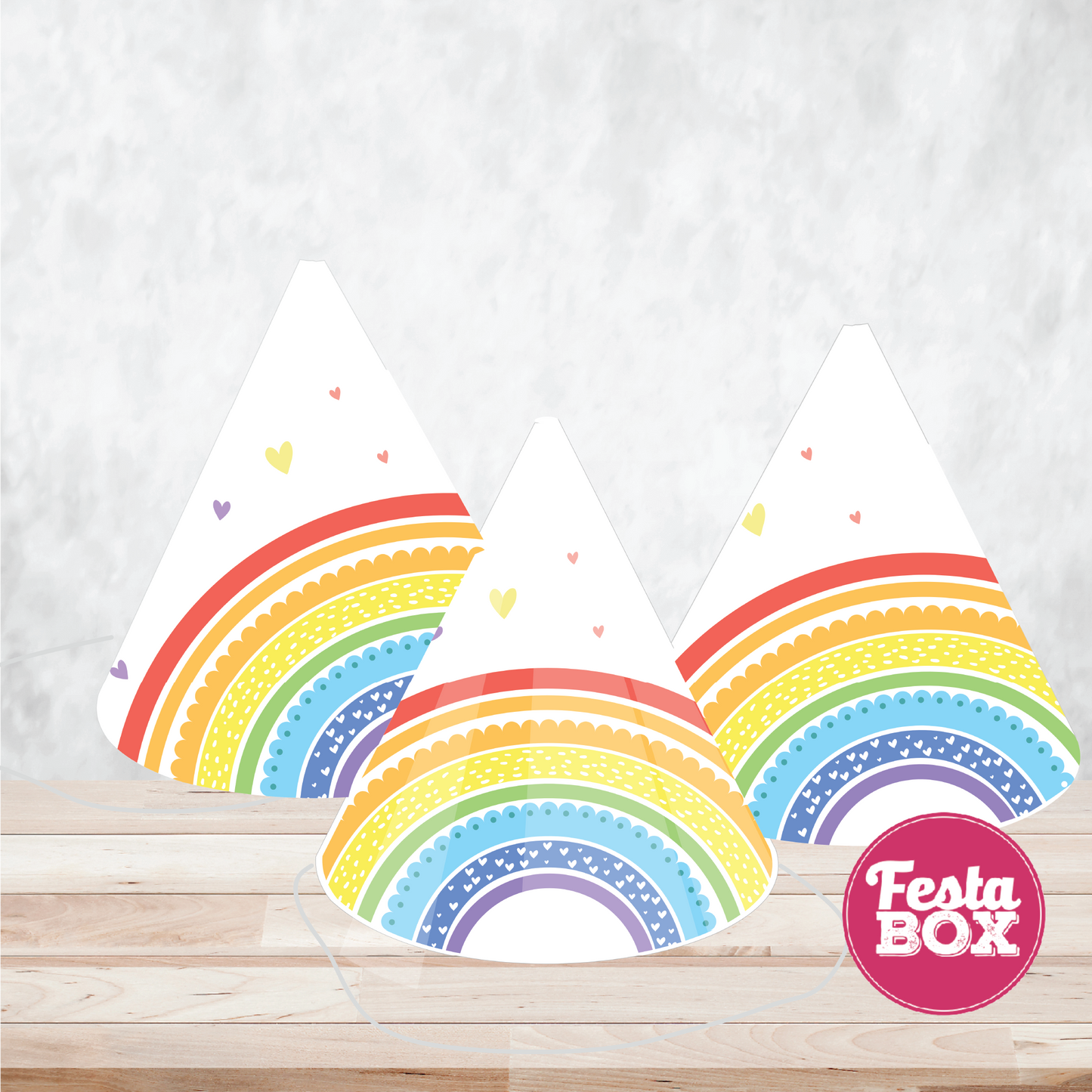 Birthday Celebration Caps - Rainbow Theme (Set of 6) - Assorted