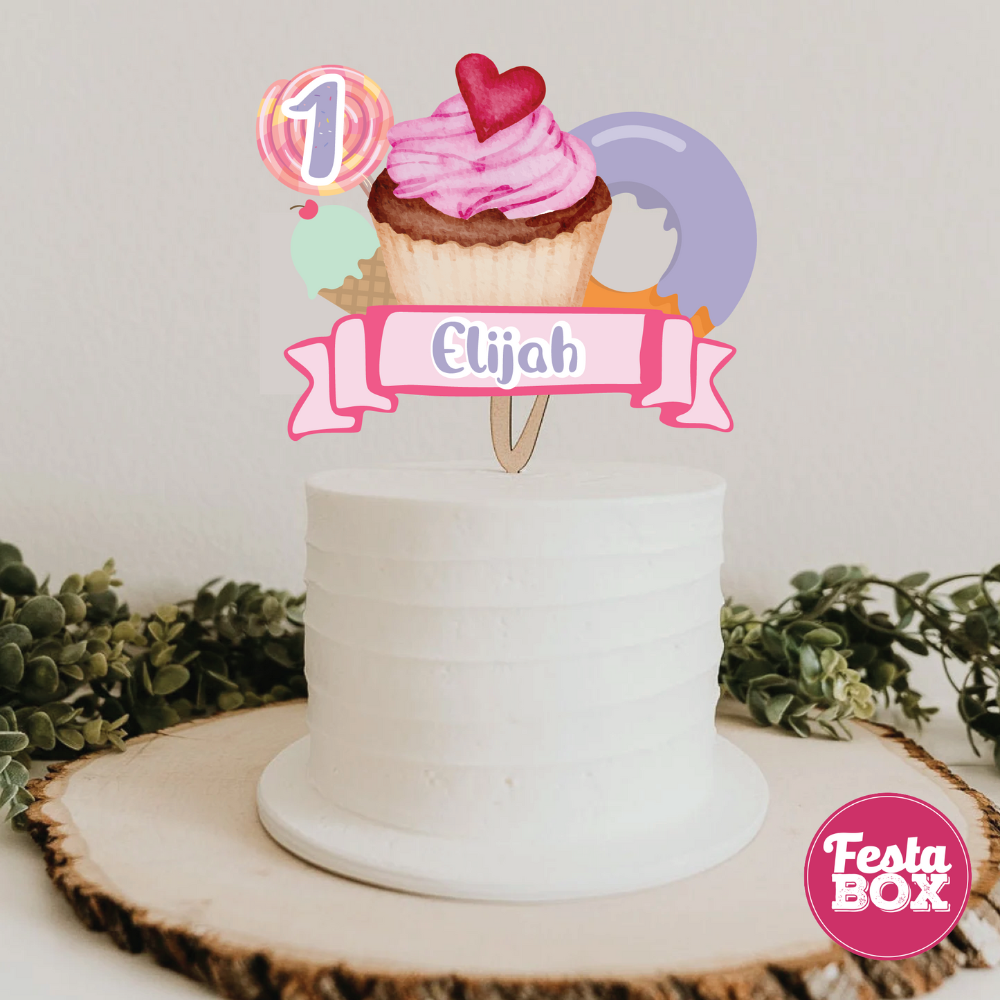 Cake Topper for Birthday Party Decoration - Candyland Theme - Option 2