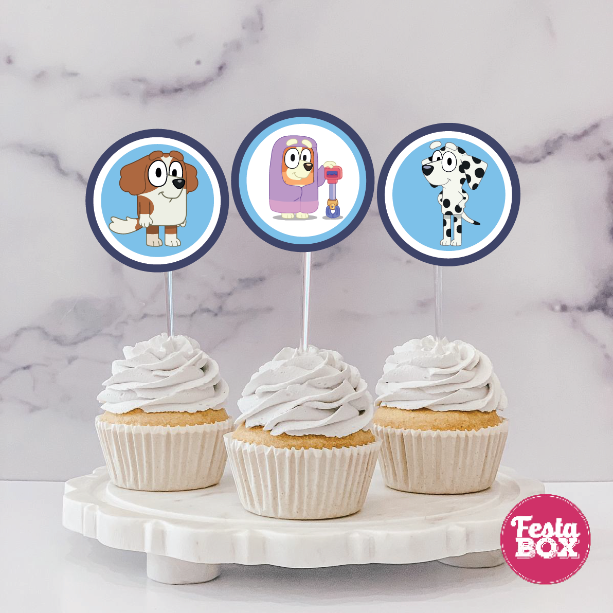 Cupcake Topper for Birthday Party - Bluey Theme
