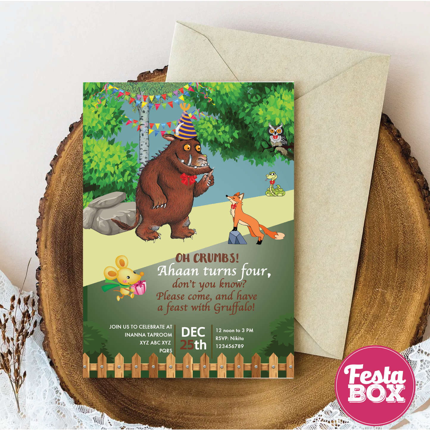 e-Invite for Birthday Party - Gruffalo Theme - Option 1