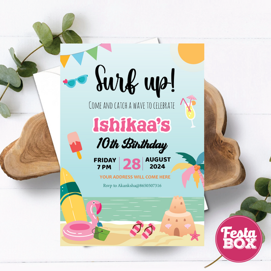 e-Invite for Birthday Party - Beach Theme - Option 2
