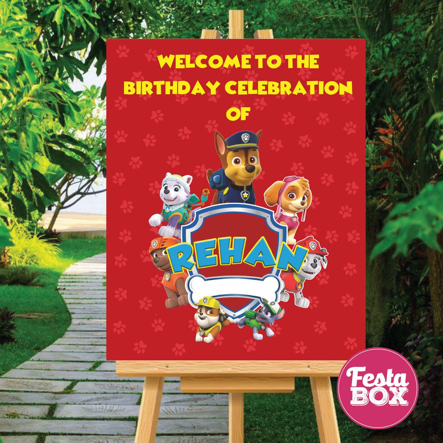 Welcome Sign for Birthday Party Decoration - Paw Patrol Theme- option 2