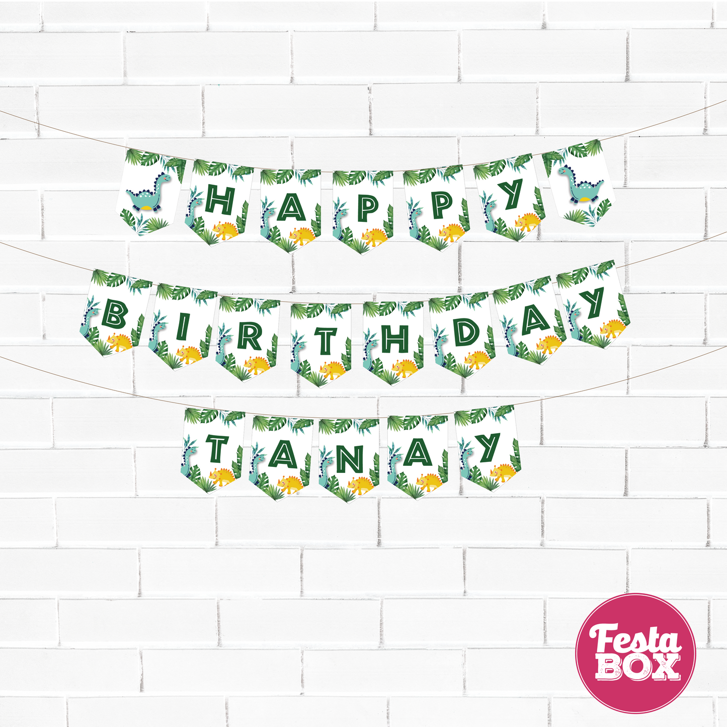 happy birthday banner with name - Dinosaur Theme