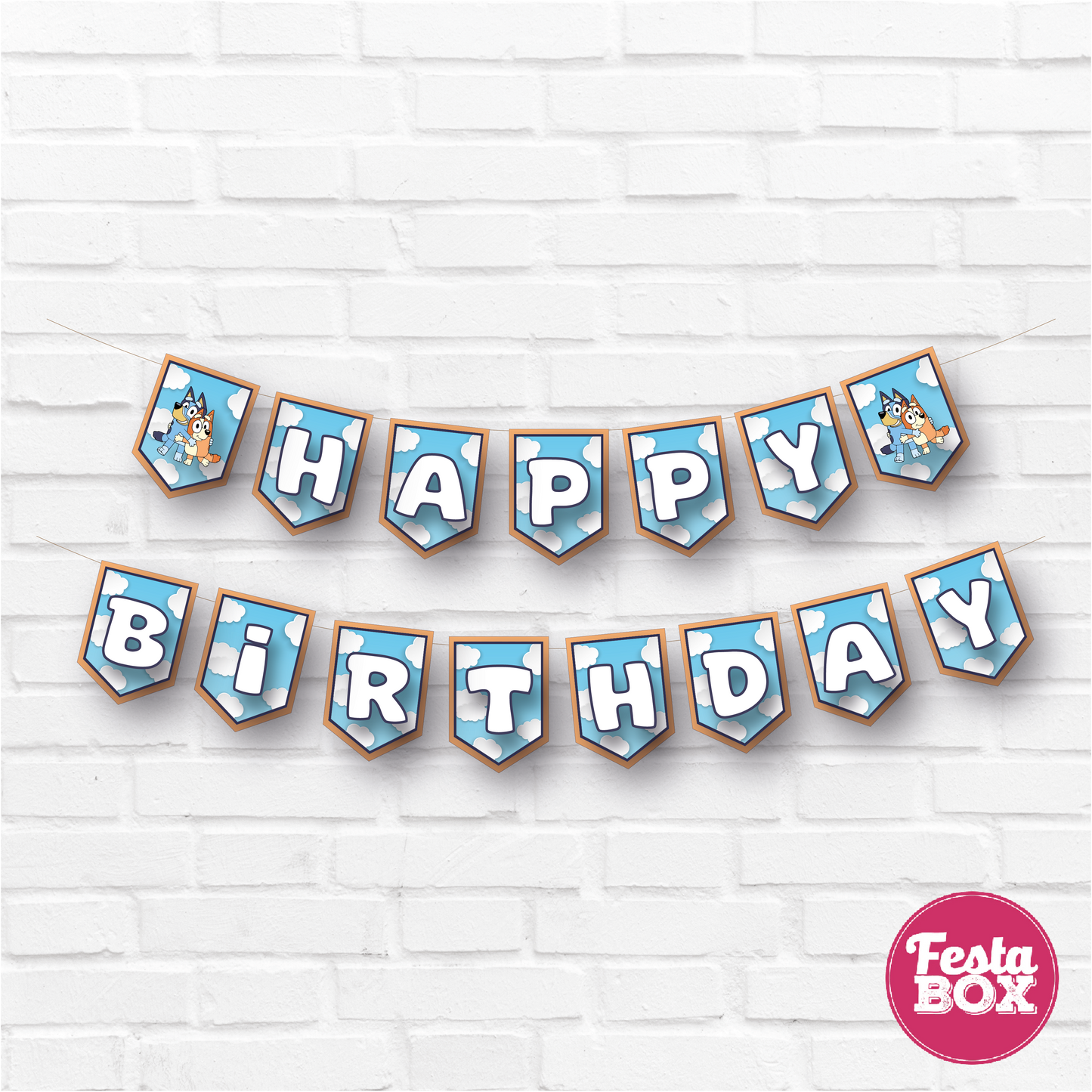 Happy birthday banner - Bluey Theme Option 1