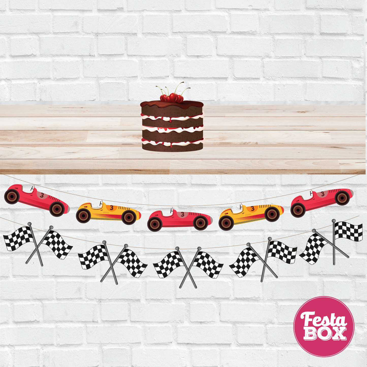 Background Banner for Birthday Party Decoration – Race Car Theme