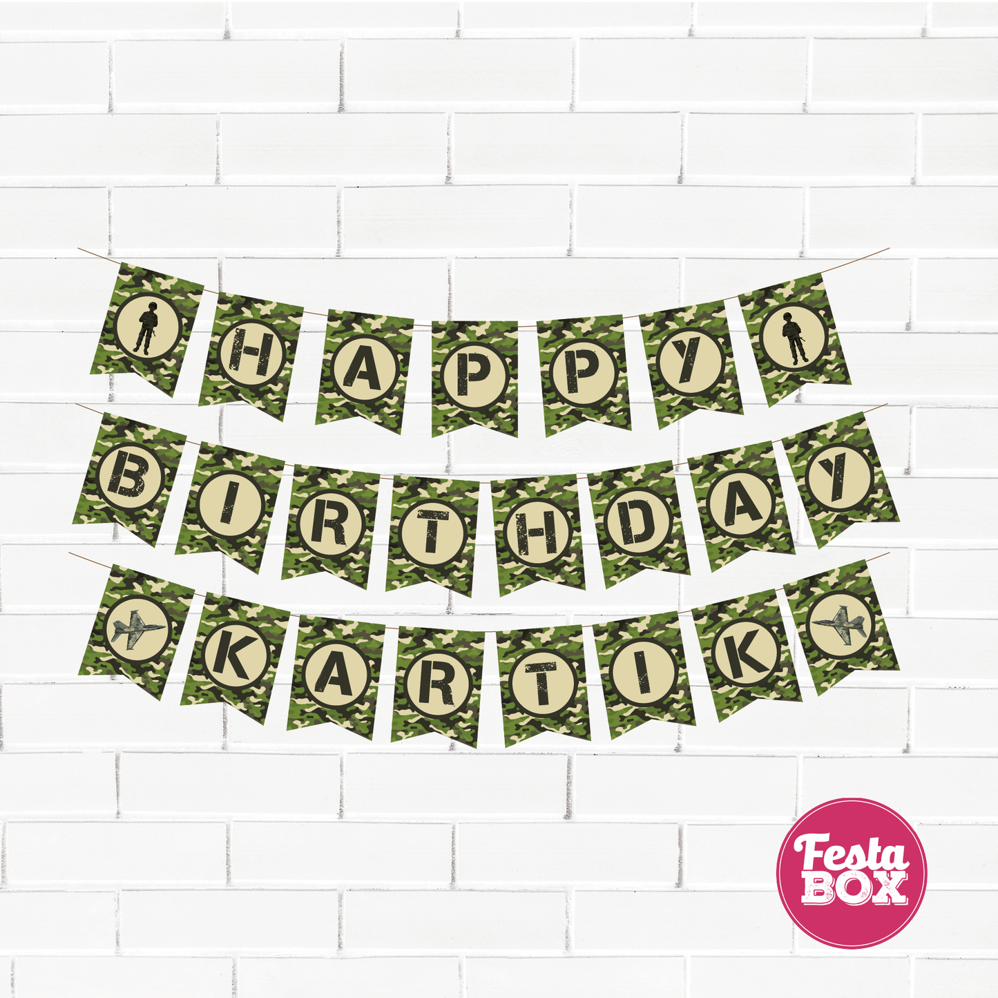 Birthday Banner with name - Army Theme Option 2