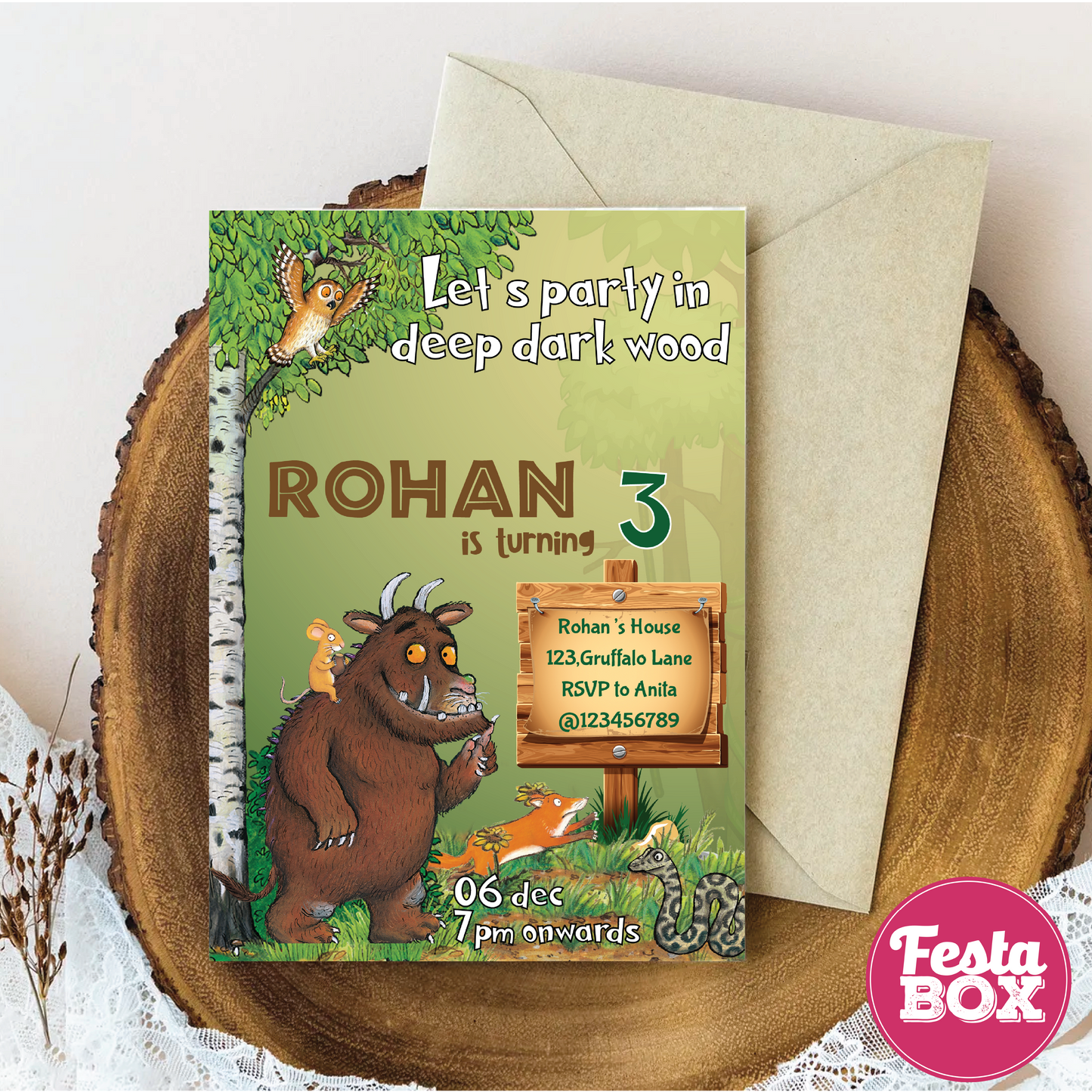 e-Invite for Birthday Party - Gruffalo Theme - Option 2