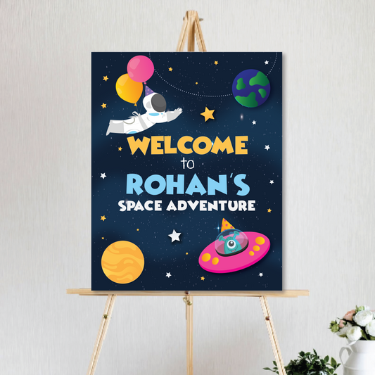 Welcome Sign for Birthday Party Decoration - Space Theme