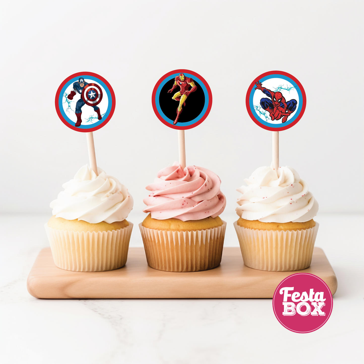 Cupcake Topper for Birthday Party - Avengers Theme (