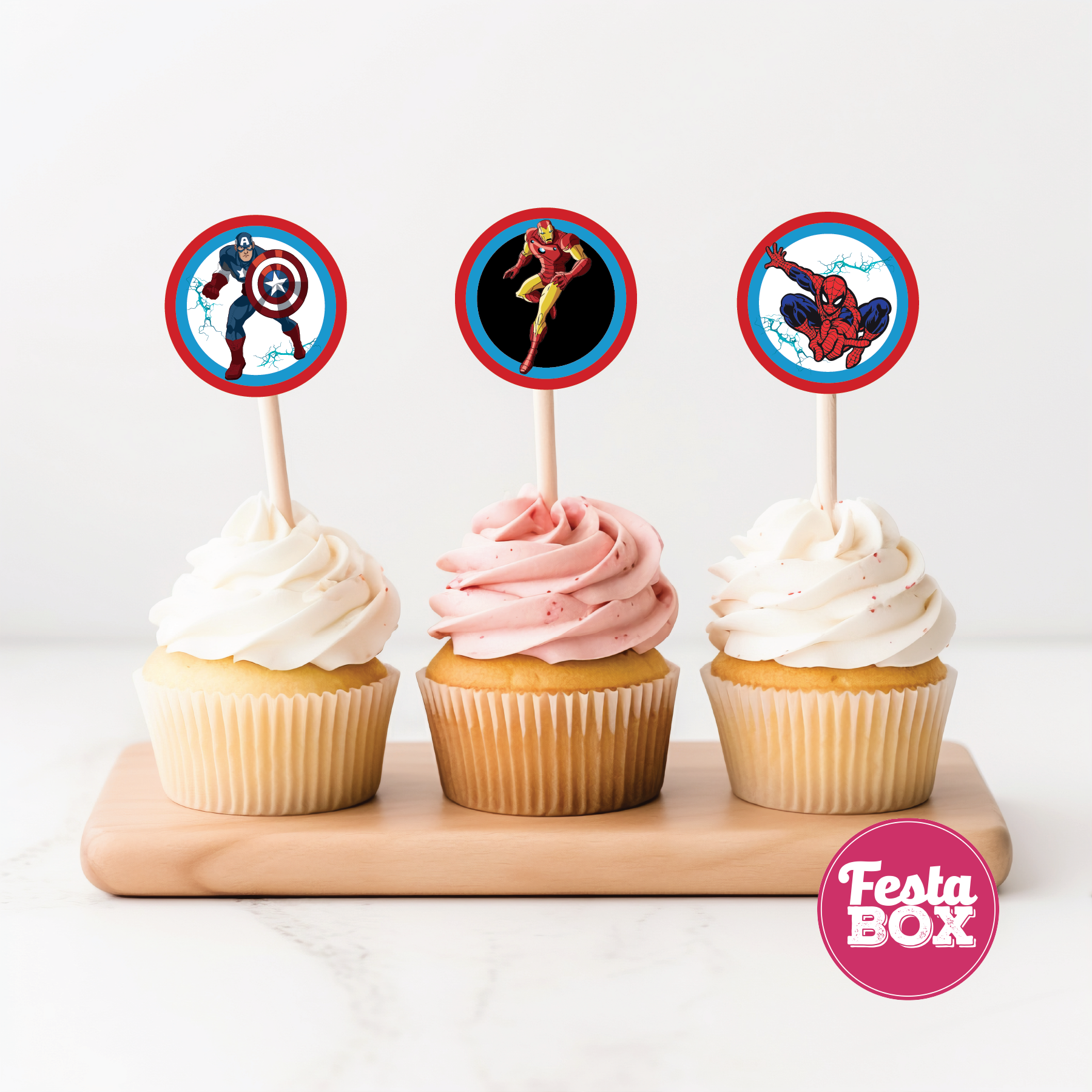 Cupcake Topper for Birthday Party - Avengers Theme (